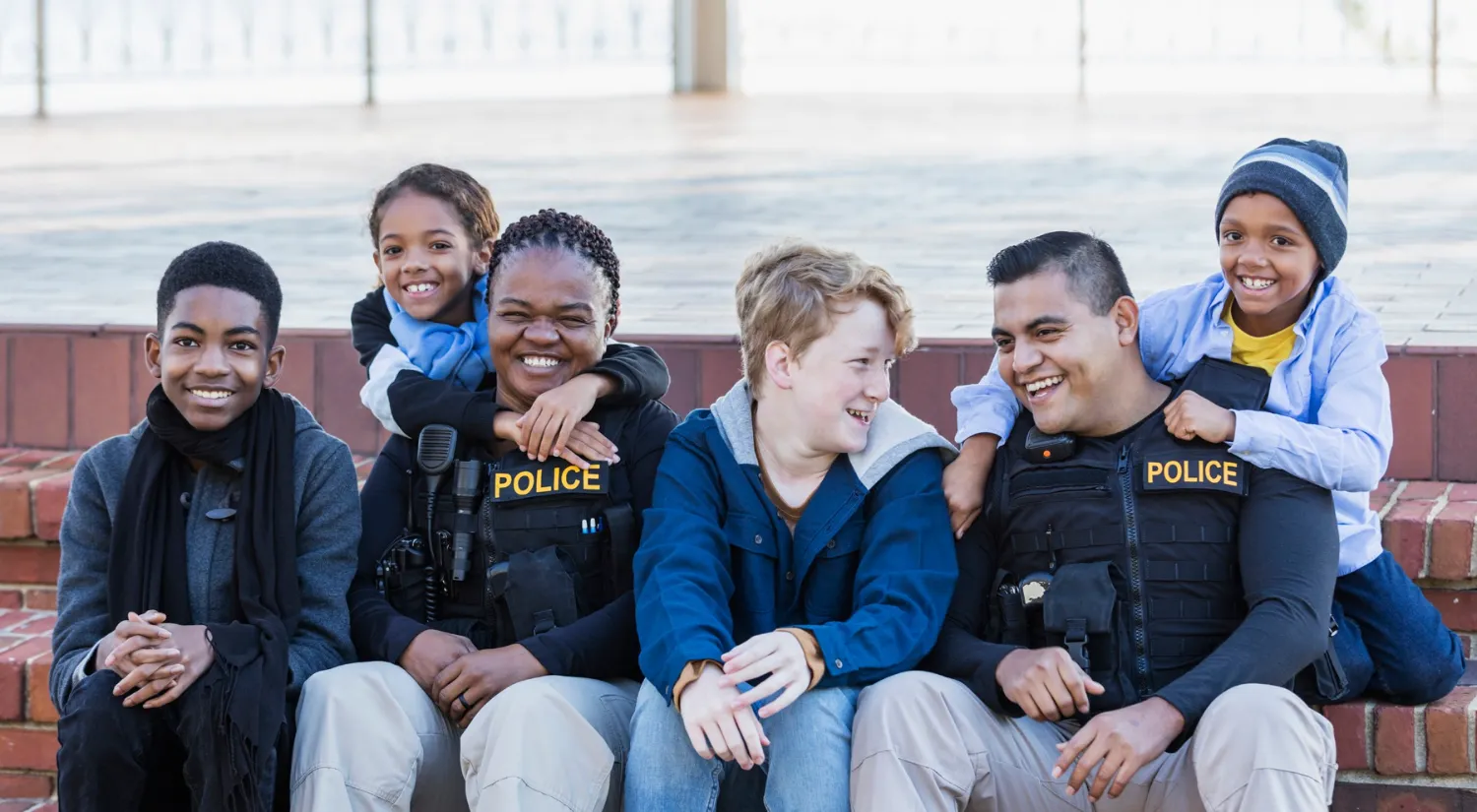Children with police officers