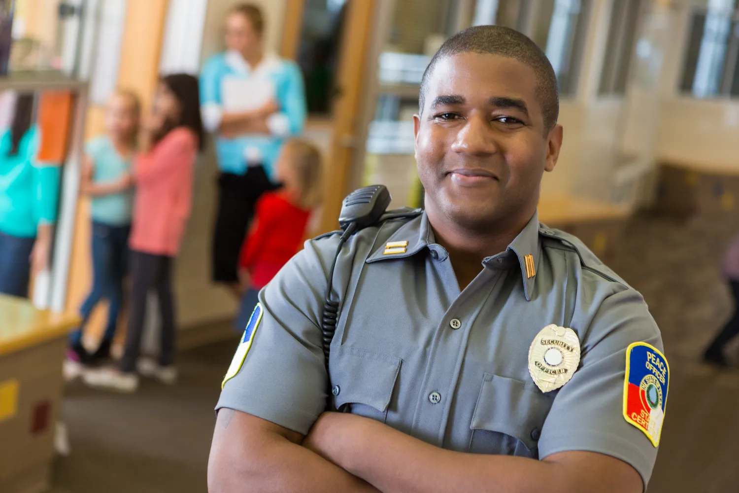 Close up shot of police office
